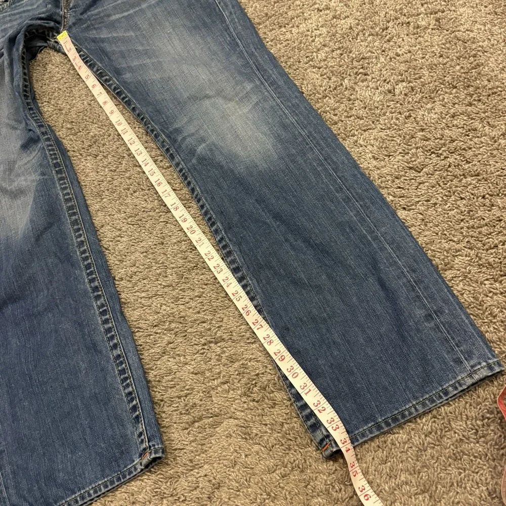 True Religion Straight Leg Pocket Flaps OM Denim Blue Jeans Dhum Men's 36x34